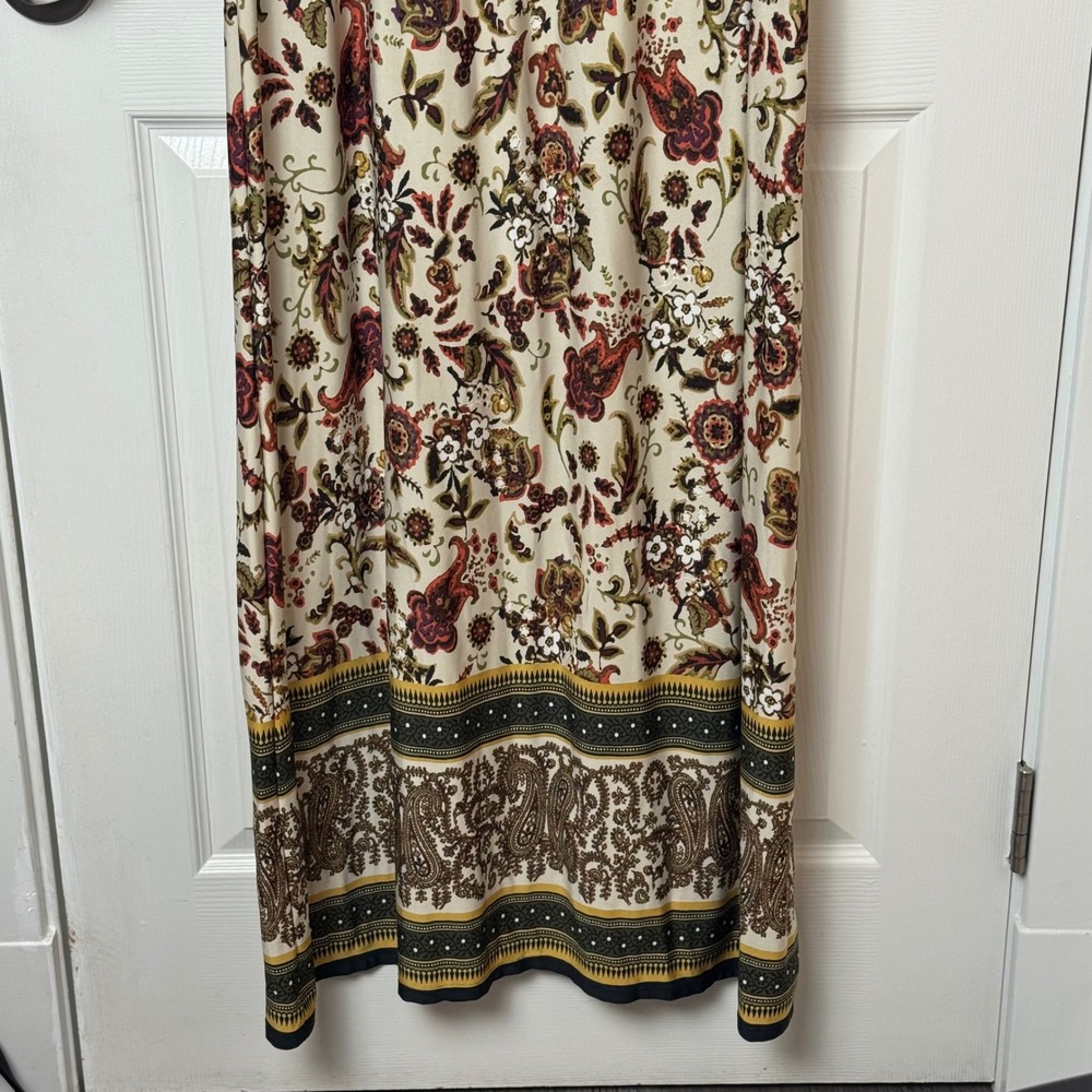EMMA & MICHELE Paisley Floral Print Maxi Dress Womens Size L Sleeveless Tie Neck - Picture 3 of 7